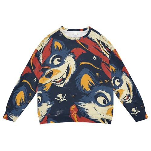 JUNZAN Cartoon Foxy Wolf Big Boys Pullover Hoodie Crewneck Sweatshirt With Hoodie Athletic 4T