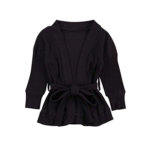 Afunbaby Toddler Baby Girls Knit Cardigan Sweater Long Sleeve Sweatshirt Blouse Fall Winter Jacket Coat Fashion Clothes (2-3T,Black)