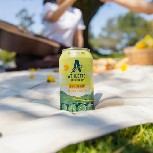 Athletic Brewing Company Craft Non-Alcoholic Beer - 6 Pack x 12 Fl Oz Cans - Ripe Pursuit - Low-Calorie, Award Winning, 100% Vegan - Lemon-infused, radler-style brew