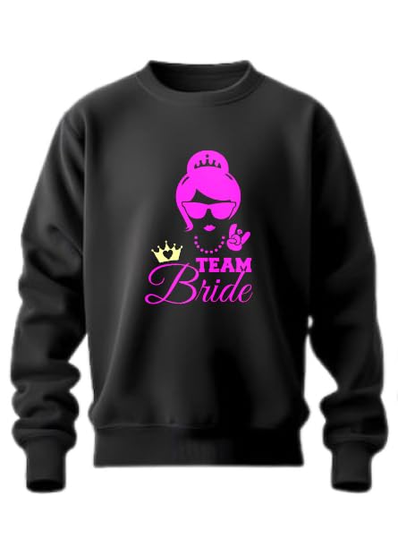 Unisex Team Bride Black Cotton Sweatshirt, 320GSM Brushed Loopknit, Bachelorette Party Crew Neck, S-XXL Sizes, Pre-Shrunk, Ultra Soft, Wedding Squad Collection-image-30