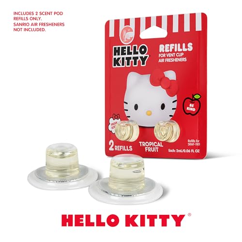 Image of Sanrio Hello Kitty Car Air Freshener Scented Oil Pod Refills, Hello Kitty and Friends Cute Car Accessories for Women, Tropical Fruit, 2ct