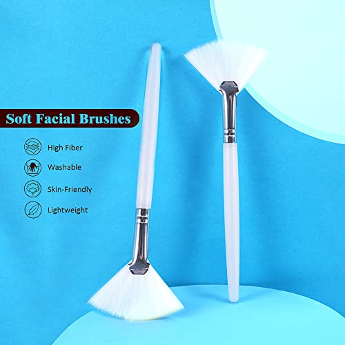 Soft 'N Style Taklon Fan Mask Brush Acid Applicator para peeling glicólico/máscaras (4, branco)