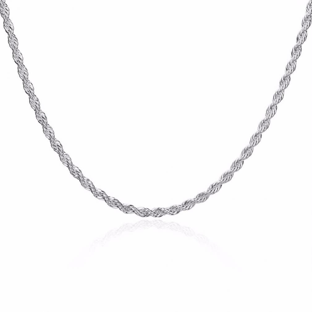 Silver 4mm Zircon Necklace for Men and Women - 16-30 cm