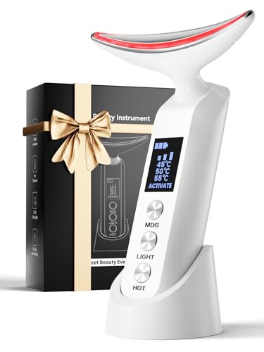 Face Massager Portable Charging Dock, Red Light Therapy for Face and Neck, 3 Heat Settings,...