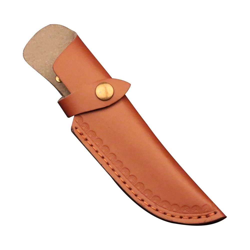 Mioyoow Brown Leather Knife Holster, Portable Self-Defense Knife Sheath Cassette Design Knife Scabbard For 5 Inch Blade Knife