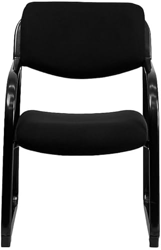 Flash Furniture Silla de recepción lateral ejecutiva de tela negra Richie con base de trineo Negro -,Gris