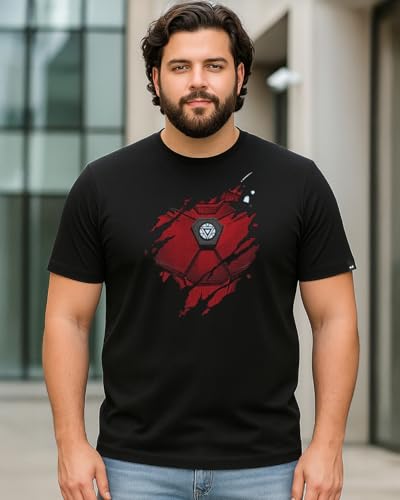 Image of Bewakoof Official Marvel Merchanidse Men's Graphic Printed Regular Fit Half Sleeve Round Neck Cotton Plus Size T-Shirt