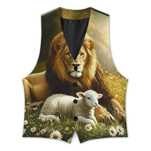 Liones And Sheep Mens Slim Fit Suit Vest Dress Waistcoat Casual Business Vest3