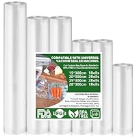 Vakuumierbeutel 6 Rollen Vakuumbeutel Lebensmittel 15|20|25|28x300cm, Vakuumierfolie für alle Vakuumiergerät, BPA-frei, reißfest, 190µm, Sous Vide Gefrierbeutel für alle Mikrowelle