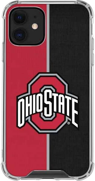 Skinit Clear Phone Case Compatible with iPhone 12 Mini - Officially Licensed Ohio State University OSU Buckeyes Split Design
