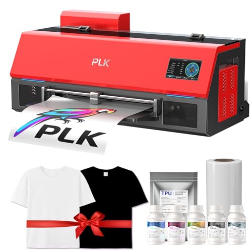 Image of PLK A3 Plus XP600 DTF Printer, Double-Speed Than L1800 /L805, 4.5'' Touch Screen, Auto-Cleaning, Dual White Ink System, Film-Cutter, Apparel Printer Machine, Custom Garment Printing,2-Year Ink Included