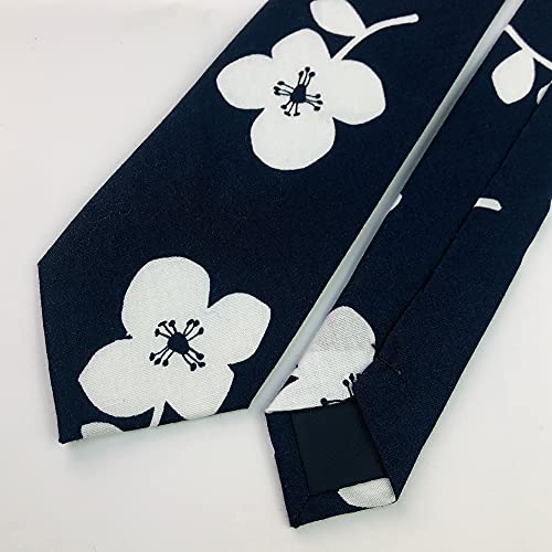Image of Mantieqingway Floral Ties for Men Skinny Cotton Tie Flower Necktie