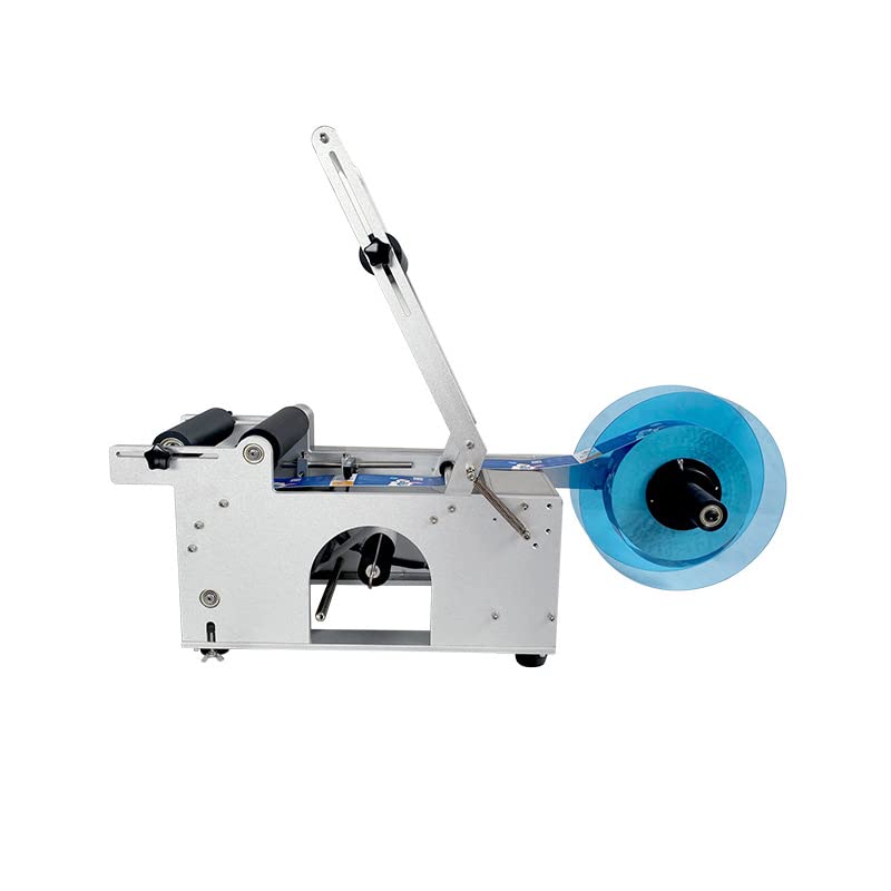 longxuanyinHanchen Semi-Automatic Round Bottle Labeling Machine, Adjustable Labeler Label Applicator Machine for ?0.6-4.7” Cylinder 20-40pcs/min
