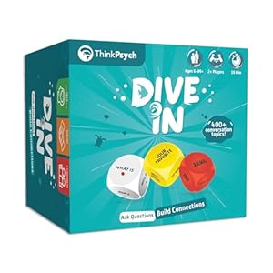 ThinkPsych Dive in – 400+ Family Conversation Starters Game – Conversation Dice & Cards for Ages 6-99 – Best Family Games for Kids and Adults