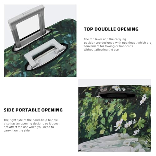 Ghost In The Garden White Flowers Elastic Travel Luggage Covers Dustproof Scratch-Resistant Suitcase Protector Fit 22-24 Inch3