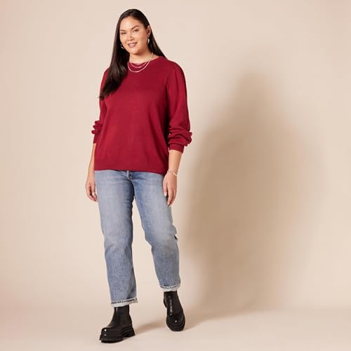 Amazon Essentials Women s Soft Touch Long Sleeve Pleated Shoulder Crewneck Sweater Dark Re - image 7