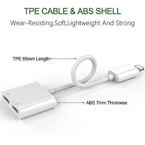 [Apple Mfi Certified] Dual 2In1 Lightning Headphone Audio & Charger Adapter Splitter For Iphone Ipad,2 Pack Iphone Headphone Adapter For Iphone 14/13/ 12/11/ Xs/Xs Max/Xr/X/ 8/8Plus/7/7 Plus/Ipad #TOP4