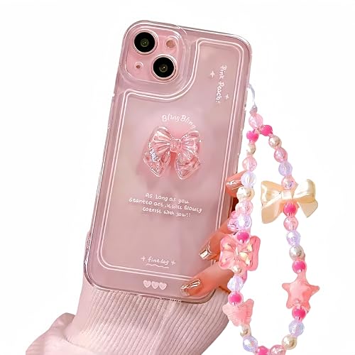 Coque iPhone 14 Pro Max nœud rose pour fille design mignon