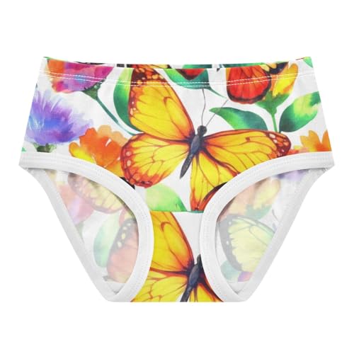 Toddler Underwear Floral 2t Cotton Panties for Girl Florals Undies Kids Briefs Colorful Watercolor Butterfly Flowers