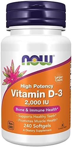 NOW Supplements, Vitamin D-3 2,000 IU, High Potency, Structural Support*, 240 Softgels