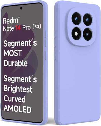 Image of DIZORO Compatible with Mi Redmi Note 14 Pro 5G Back Cover with Upgraded Square Edges for Camera Protection Shockproof Flexible Matte Liquid Silicone Mobile Phone Case (Purple)