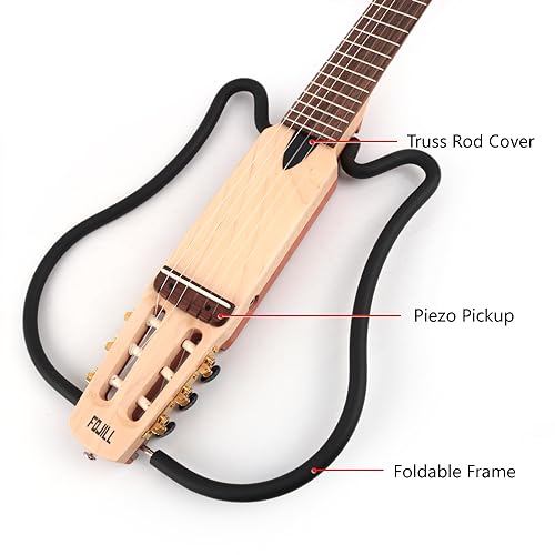 Image of Fojill Electric Classical Guitar Classic Nylon String Travel Portable Foldable Fold Flding collapsible Silent Mahogany Body Maple Neck Rosewood Fretboard With Gig Bag