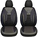BREMER SITZBEZÜGE Maß Auto Schonbezüge kompatibel mit Subaru Impreza 5 Fahrer & Beifahrer Set ab 2018 / Auto Schonbezug Velour Kunstleder Set 2er Pack in Schwarz/Blaue Naht (PS806)
