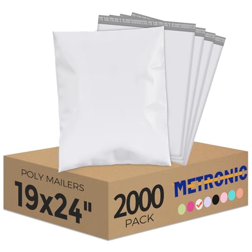 Image of Metronic Poly Mailers 19x24 Inch 2000pcs White, Large Shipping Bags for Clothes,Self Adhesive Shipping Envelopes for Small Business,Waterproof Mailers Poly Bags for Shipping,Packaging Mailing Bags