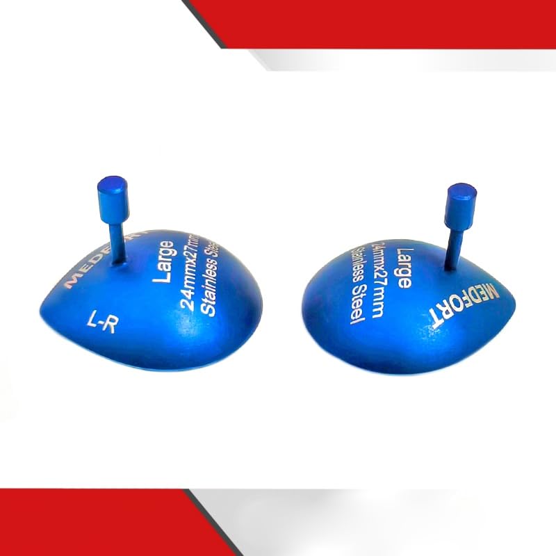 Corneal Eye Shield Protector, Stainless Steel, 24mm x 27mm Large, Blue, Set of 2, Model II