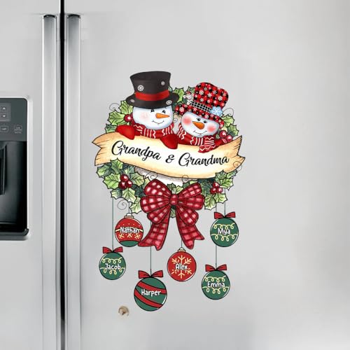 Personalized Snowman Grandpa & Grandma Refrigerator Decal with Custom Grandkids' Names - Festive Christmas Sticker Gift for Grandparents - Image 7