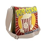 Ambesonne Retro Messenger Bag, Pop Corn Movie Snack, Unisex Cross-body