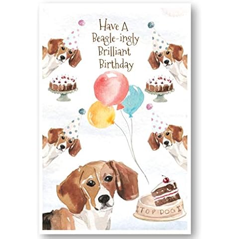 Beagle Dogs Birthday Card, Beagle Dog Greetings Card, Beagle Dogs Party Card Cover