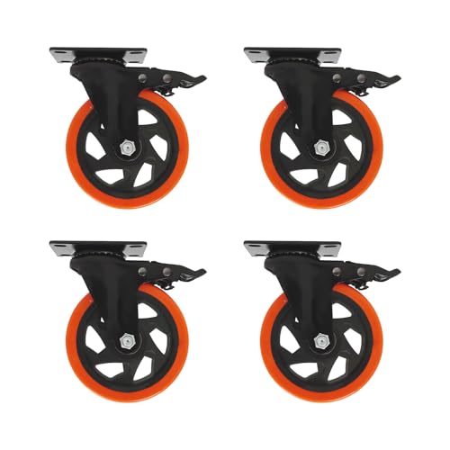 Lot de 4 roulettes pivotantes à 360° pour charges lourdes avec freins - 125 mm - Roulettes industrielles universelles - Capacité de charge d'une seule roulette pivotante - Pour remorques, établis et