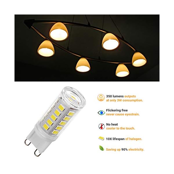 JAUHOFOGEI G9 LED Lampen Kaltweiss, 3w LED Leuchtmittel ersatz 28W 33W 40W Halogen Birne, Glühbirne G9 230V, nicht… – Bild 3