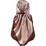 GKJU Striped Print Satin Head Scarf for Women Like Silk Handbags Scarves for Hair Wrapping Bandanas Square Shawl Wraps 35 Inches (376 burgundy)
