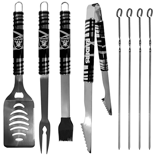 NFL Siskiyou Sports Fan Shop Las Vegas Raiders Steel Tailgater BBQ Set w/Case 8 piece Gray