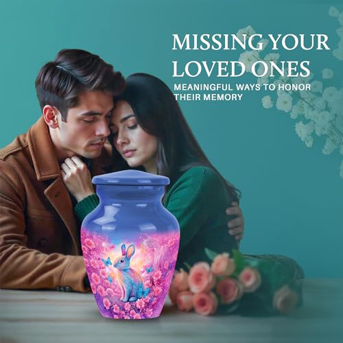 Image of Rabbit Urn - Miniature Urn for Human Ashes - 3 Inch - Pack of 1 - Burial Decorative for Mom & Dad - Keepsakes Urns for Ashes - Memorial Urns for Male & Female