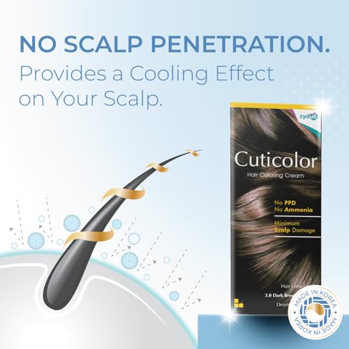 Image of Cuticolor Permanent Hair Color Cream| Dr prescribed| Eco Mechanism for Preserving Scalp Health| No Ammonia| No PPD| Enriched with Portulaca & Boseivela Extracts - Dark Brown (120g) | Pack Of 3