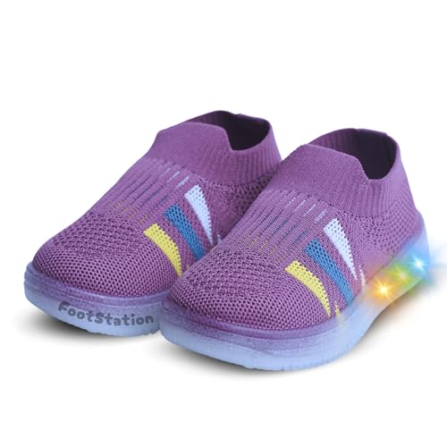 Image of Jugnu Toddler Boy's & Girl's LED Light-Up Shoes | Breathable Mesh First Walking Shoes with Soft Cushioned Insole & Stretchable Slipon Shoe for Infants & Kids (Age 18 Months to 5 Years)