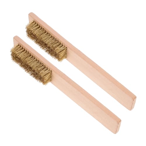 Balacoo Deep Clean Snowboard Brush Pack Skateboard Wax Removal Brush Wooden Handle Dense Copper Wire Bristles for Skiing Boards