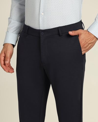 Image of Blackberrys Men's Blue Slim Fit Solid Regular Trousers