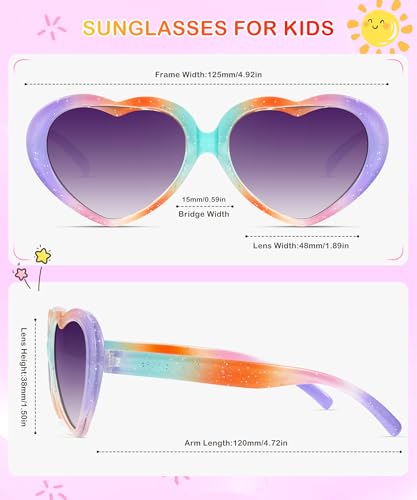 NSSIW Kids Polarized Sunglasses Heart-Sunglasses: Toddler Sun Glasses with UV Protection for Girls Youth Child 3Pack Age 3-123