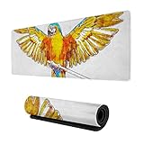 Parrot Painting Watercolor Painting Bird Art Large Gaming Mouse pad,, with Non-Slip Base (11.8x31.5...