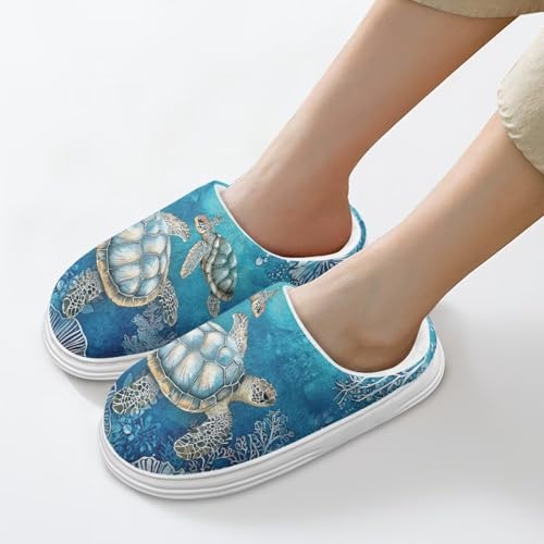 Fuzzy Slippers for Women Men Cute Animal Memory Foam Plush Warm Fuzzy Slippers Slip-on Indoor Outdoor Thick Sole4