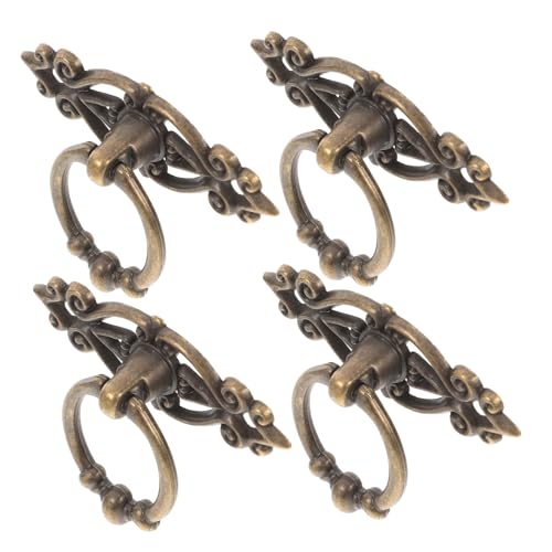 HAMPPLIES 4個亜合製 取っ手 ドロップリングハンドル アンティーク風 引き出し用 引き出し取っ手 キャビネットノブ 家具用 ドア クローゼット