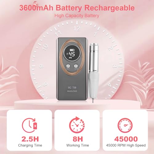 Kit Portátil de Taladro Eléctrico para Uñas 45000RPM miniatura 4