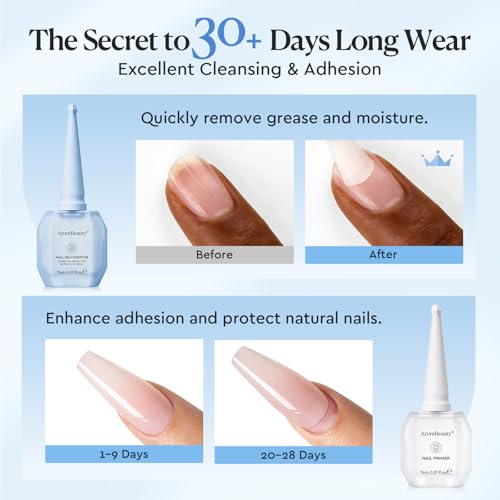Image of AZUREBEAUTY Nail Primer and Dehydrator with Builder Nail Gel Set, Acid Free