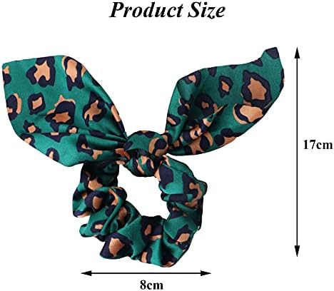 4 Pcs Hair Scrunchies Satin Silk Elastic, Colorful Bowknot Hair Bands Hair Scarf Ponytail Holder Scrunchy Ties, Vintage Leopard Traceless Hair Rope Accessories for Women Girls