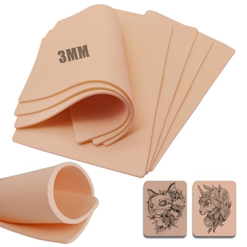 Tattoo Practice Skins 3MM – Autdor 10Pcs Thick Tattoo Fake Skin Double Sides 7.4×5.6″ Blank Tattoo Skin Practice Tattooing and Microblading Eyebrow Practice Skin Kit for Beginners and Experienced Artist