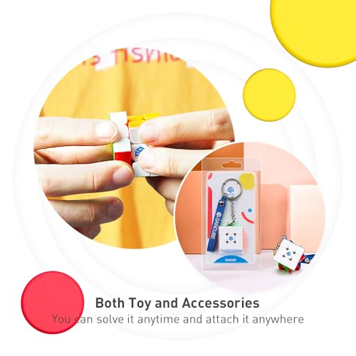 Image of CuberShop GAN 330 Mini 3x3 Keychain Speed Cube, Pocket Size Tiny Puzzle Cube, Smooth Turning Tiny Cube with Strap & Keyring, Portable Brain Teaser (Stickerless)